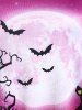 Halloween Moon Pumpkin Castle Print Raglan Sleeve T-shirt -  