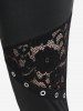 Plus Size Sheer Lace Panel Grommet Pull On Pants -  