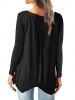 Half Button Asymmetric Long Sleeves Tee -  