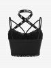 Harness Lace Trim Backless Gothic Cropped Top -  