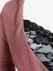 T-shirt Panneau en Dentelle Grande Taille à Col Châle Fausse Deux Pièces - Rose clair M | US 10