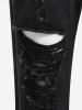 Jean Droit Style Déchiré Grande-Taille - Noir 4XL