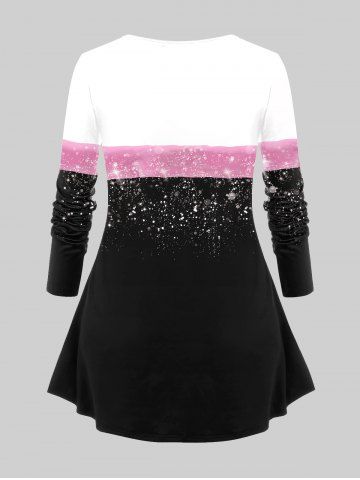 Plus Size Colorblock 3D Bowknot Print T-shirt