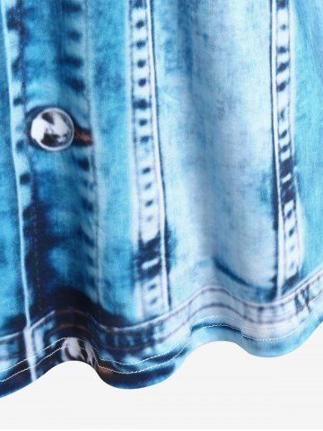 Plus Size Long Sleeve 3D Denim Print T-shirt