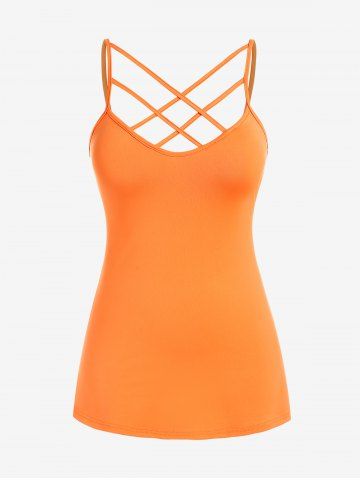 Halloween Skew Neck Pumpkins Spider Web Printed Tee and Crisscross Tank Top Set