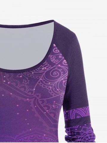 Plus Size Bohemian Print Raglan Sleeve T-shirt