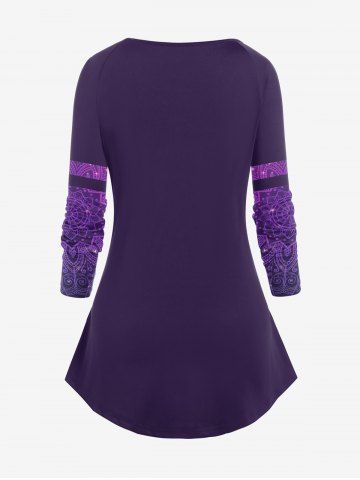 Plus Size Bohemian Print Raglan Sleeve T-shirt