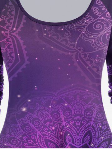 Plus Size Bohemian Print Raglan Sleeve T-shirt