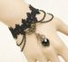 Gothic Vintage Heart Rhinestone Lace Finger Bracelet -  
