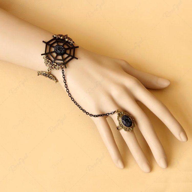 Shop Gothic Vintage Spider Web Chain Finger Bracelet  