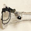 Bracelet en Dentelle Motif Cœur en Strass Style Gothique Vintage - Noir 