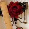 Gothic Vintage Lace Flower Finger Ring Bracelet -  