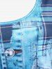 T-shirt à Imprimé 3D Jean de Grande Taille à Manches Longues - Bleu clair 1X | US 14-16