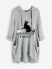 Plus Size Drawstring Hooded Pockets High Low Graphic Top -  