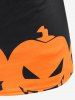 Ensemble de T-shirt D'Halloween à Imprimé Citrouille Toile D'Araignée à Col Oblique et de Débardeur Croisé - Noir 4X | US 26-28