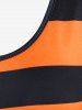 Halloween Striped Bat Tree Pumpkin Print Fit and Flare Dress -  