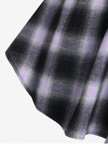 Plus Size Bowknot Plaid Low Cut T-shirt