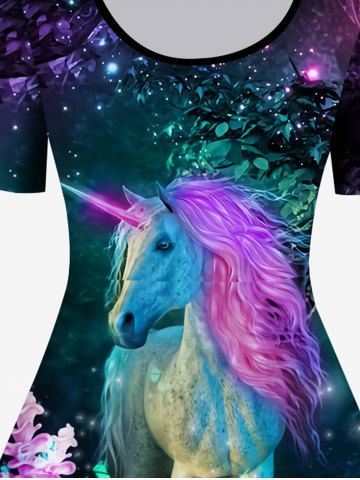 Plus Size Vintage Flower Horse Print Flare Dress