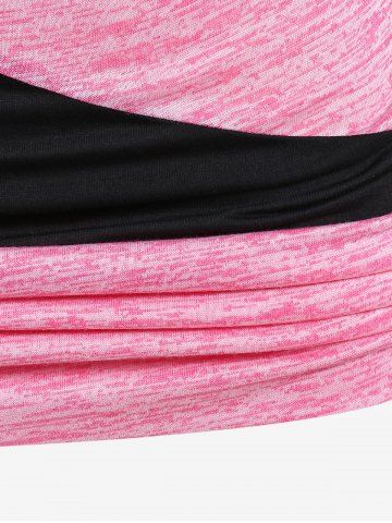 Plus Size Two Tone Cowl Neck Rings Ruched Detail Top