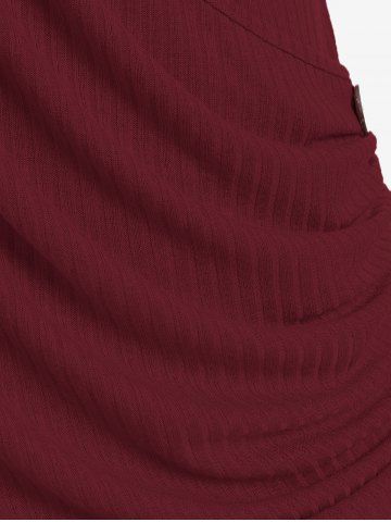 Plus Size Keyhole Chains Draped Surplice T-shirt