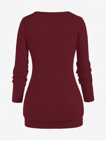 Plus Size Keyhole Chains Draped Surplice T-shirt