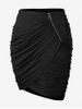 Plus Size Zipper Ruched Mini Tulip Skirt -  
