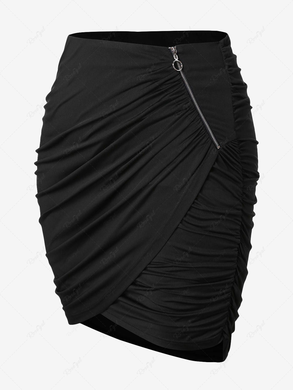 Shop Plus Size Zipper Ruched Mini Tulip Skirt  