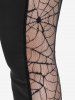 Lace Flare Sleeves Lace-up Colorblock Tee and Gothic Spider Web Panel Pants Outfit -  