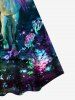 Plus Size Vintage Flower Horse Print Flare Dress -  