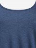 T-shirt Asymétrique en Couleur Unie de Grande Taille à Volants - Bleu profond 4X