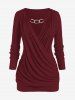 Plus Size Keyhole Chains Draped Surplice T-shirt -  