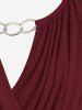 Plus Size Keyhole Chains Draped Surplice T-shirt -  