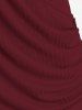 T-shirt Drapé Chaîne Superposé de Grande Taille avec Trou de Serrure - Rouge foncé 3X | US 22-24