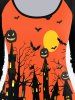 T-shirt D'Halloween à Imprimé Chauve-souris Citrouille à Manches Raglan - Noir 5x | US 30-32
