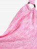 Haut Plissé Bague Détaillé Bicolore de Grande Taille à Col Bénitier - Rose clair L | US 12