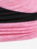 Plus Size Two Tone Cowl Neck Rings Ruched Detail Top -  