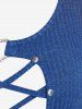 Plus Size Slant Pockets Crisscross Cutout Rhinestone Heart-ring Knit Peplum Top -  
