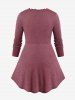 Plus Size Plaid Lace Up T-shirt -  
