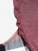 Plus Size Plaid Lace Up T-shirt -  