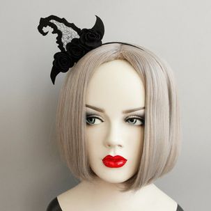 Bandeau de Cheveux de Soirée D'Halloween Rose en Forme de Chapeau