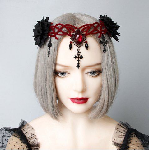 Accessoire de Cheveux de Soirée Cosplay Gothique Fleur avec Strass