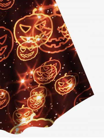 Halloween Pumpkin Face Print A Line Dress