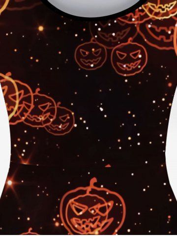 Halloween Pumpkin Face Print A Line Dress