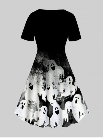 Halloween 3D Cross Ghosts Printed Vintage A Line Dress