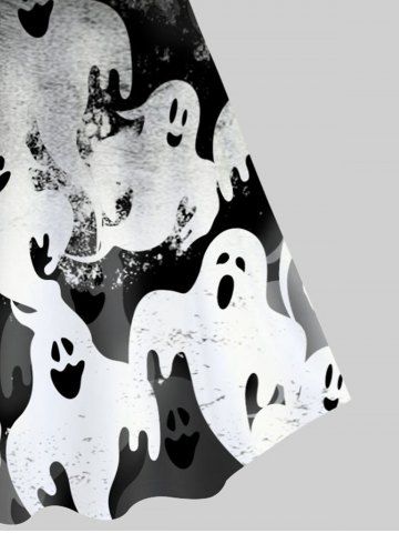 Halloween 3D Cross Ghosts Printed Vintage A Line Dress