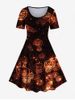 Halloween Pumpkin Face Print A Line Dress -  