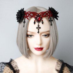 Gothic Flower Rhinestone Headband Party Cosplay Hair Accessory -  