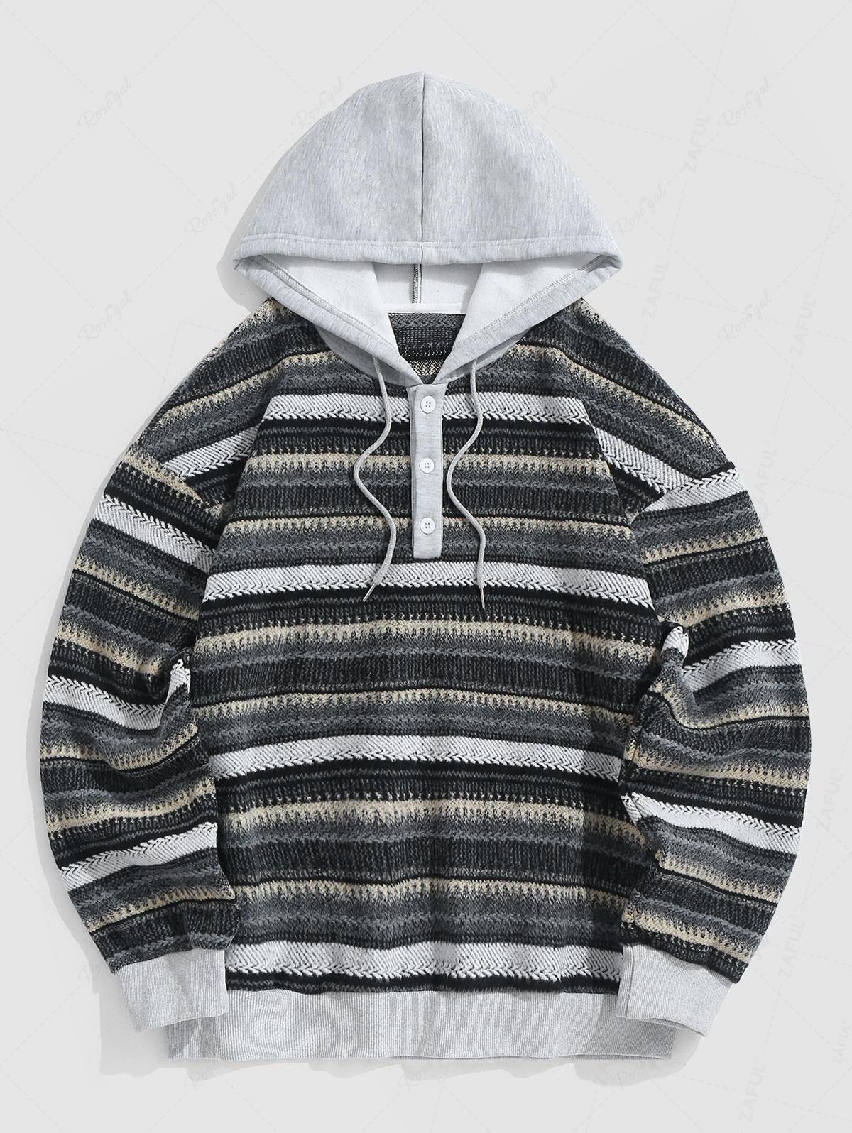 Outfit Hooded Spliced Colorblock Sweater  