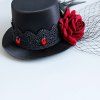 Gothic Vintage Rose Feather Mesh Hair Clip -  