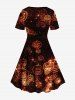 Robe D'Halloween à Imprimé Citrouille Ligne A - Noir 3x | US 22-24
